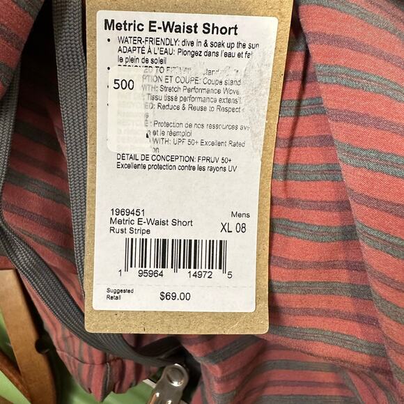 PrAna Metric E-Waist Swim Boardshorts – Men’s XL – Rust Stripe – NWT – 8” Inseam - Picture 8 of 9